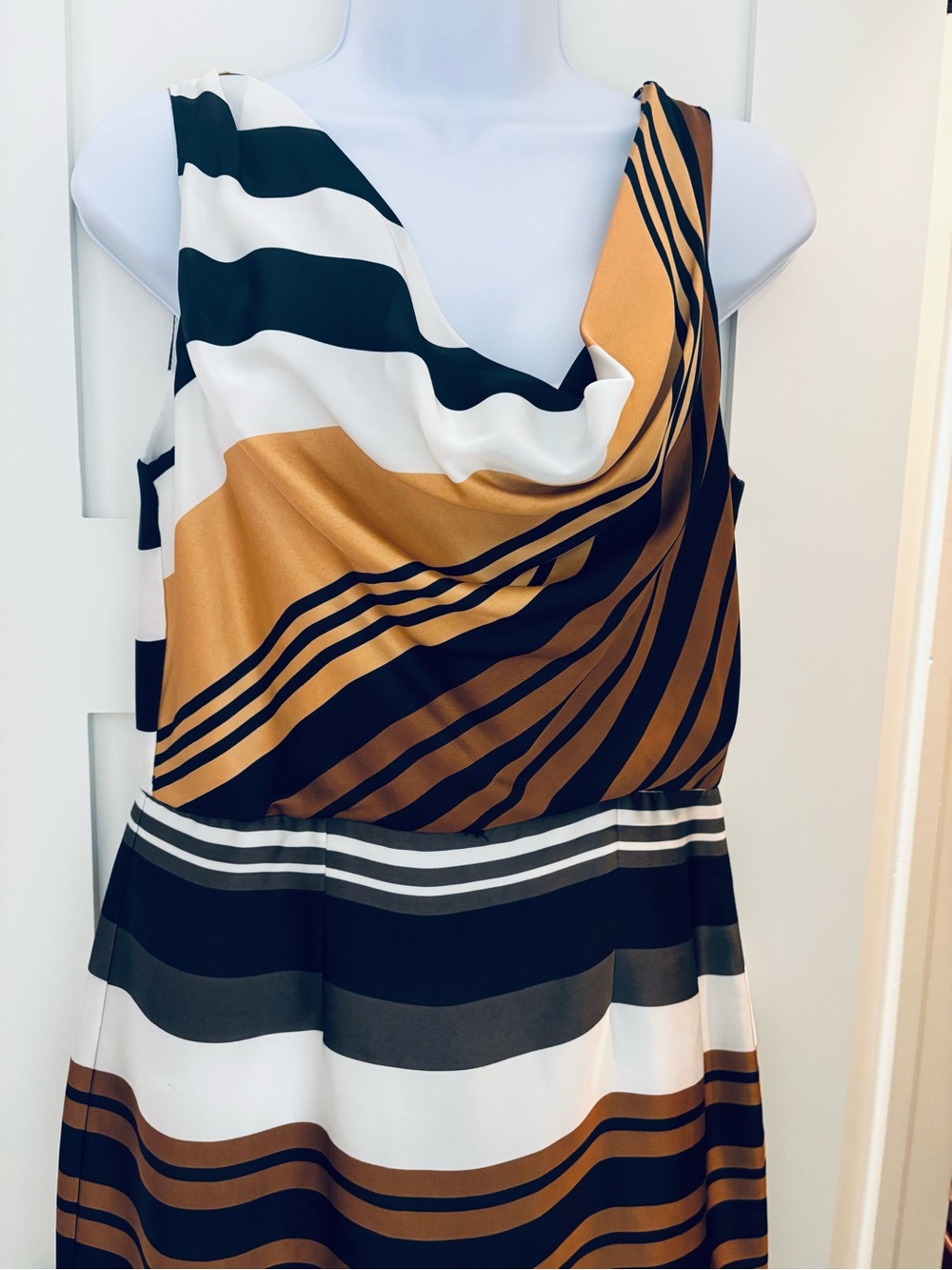 Bisou Bisou Striped Black, White, Mustard Mini Dress